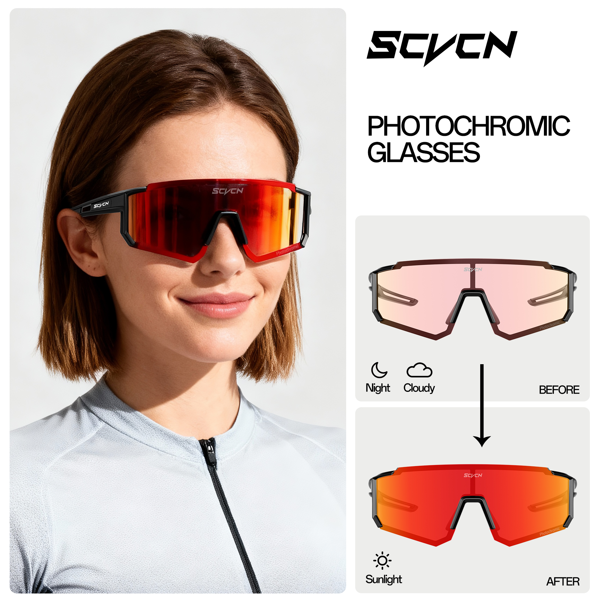Mountain Biking Glasses - SCVCN Hot Meekleurende Beschermende Fietsen Zonnebril