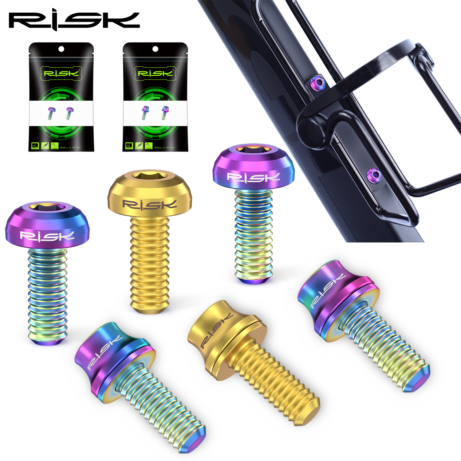 Mountain Biking Water Bottle - Risico M5x12mm Fiets Bidonhouder Bevestigingsbouten Titanium