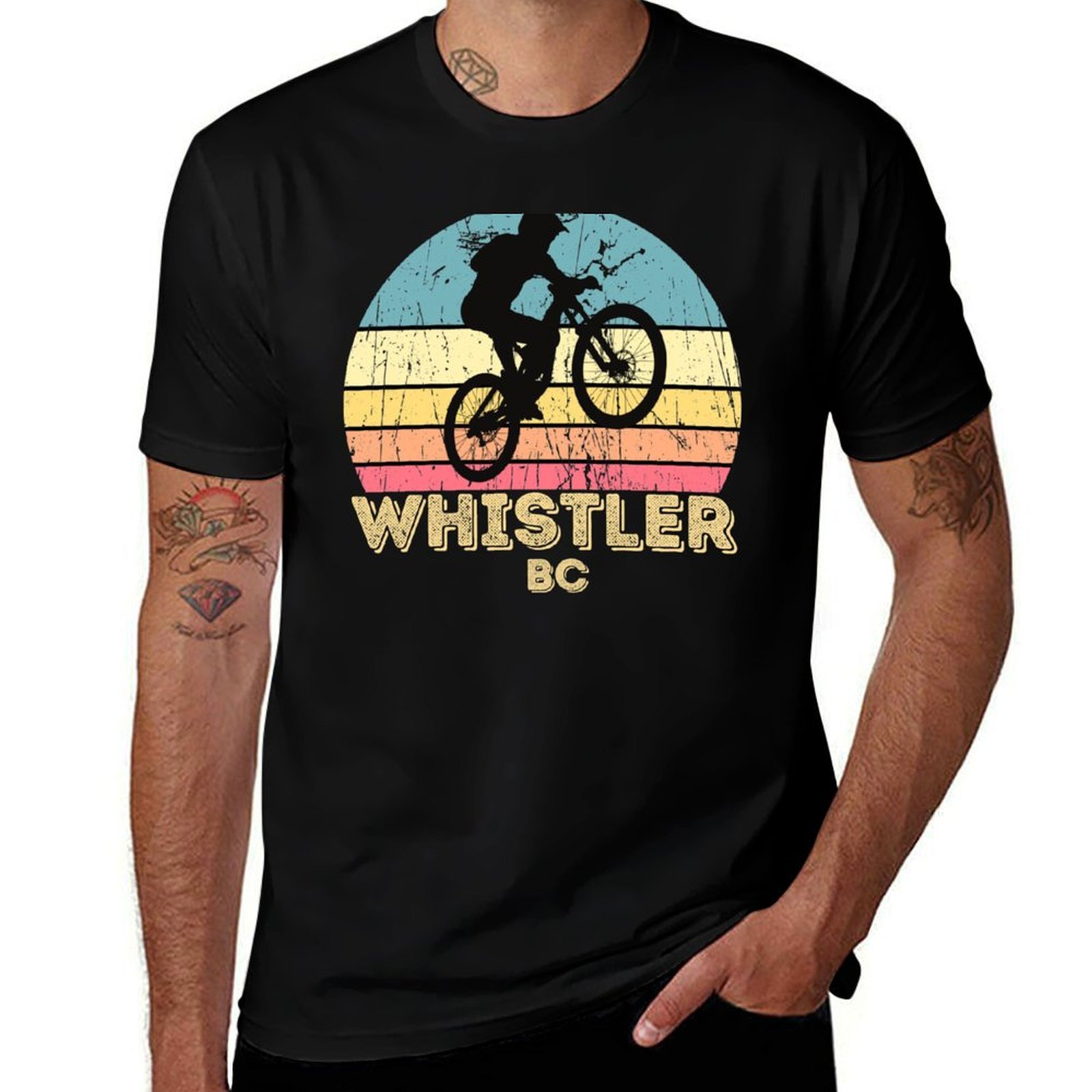 Mountain Biking Whistler - Whistler city mountainbike-T-shirt Feestelijk eenvoudig T-shirt