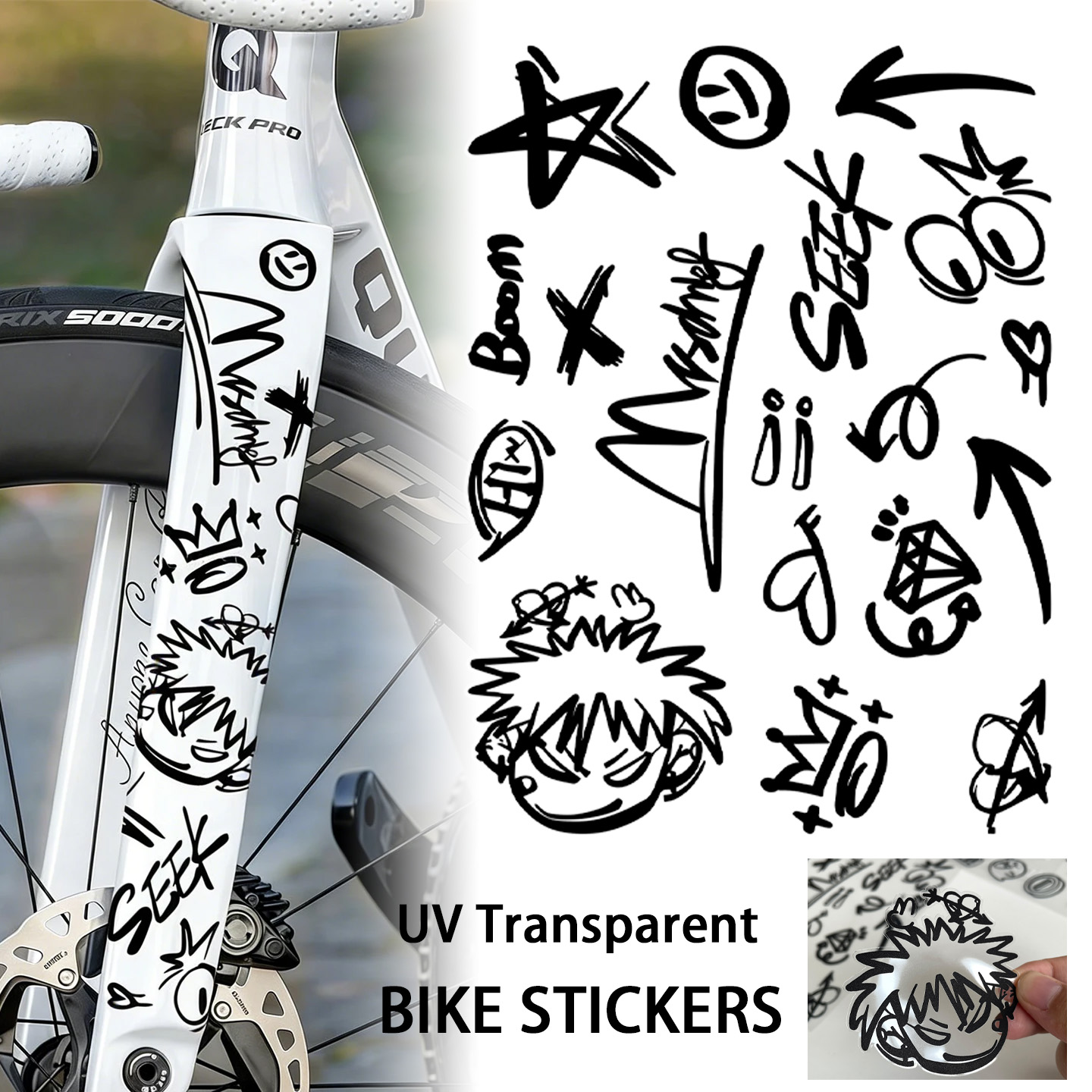 Mountain Biking Helmet - UV-transparante graffiti DIY fietsstickers fietsframe bovenbuis